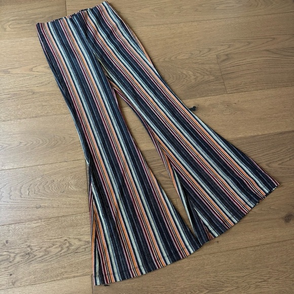 Free People Kitty Flare Striped Wide Leg Pants - Size XS - Like New - Picture 1 of 12
